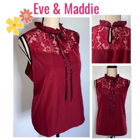 eve & maddie Tops - 🌹 Sexy High Neck Lace Top with Tie 🌹 XL